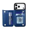 For iPhone 17/Air/17 Pro/17 Pro Max Wallet Case With Card Holder,PU Faux Leather Kickstand Card Slots Case,Double Magnetic Clasp