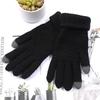 Winter Knit Solid Fleece Warm Student Gloves Unisex Outdoor Riding Touchscreen Jacquard Gloves