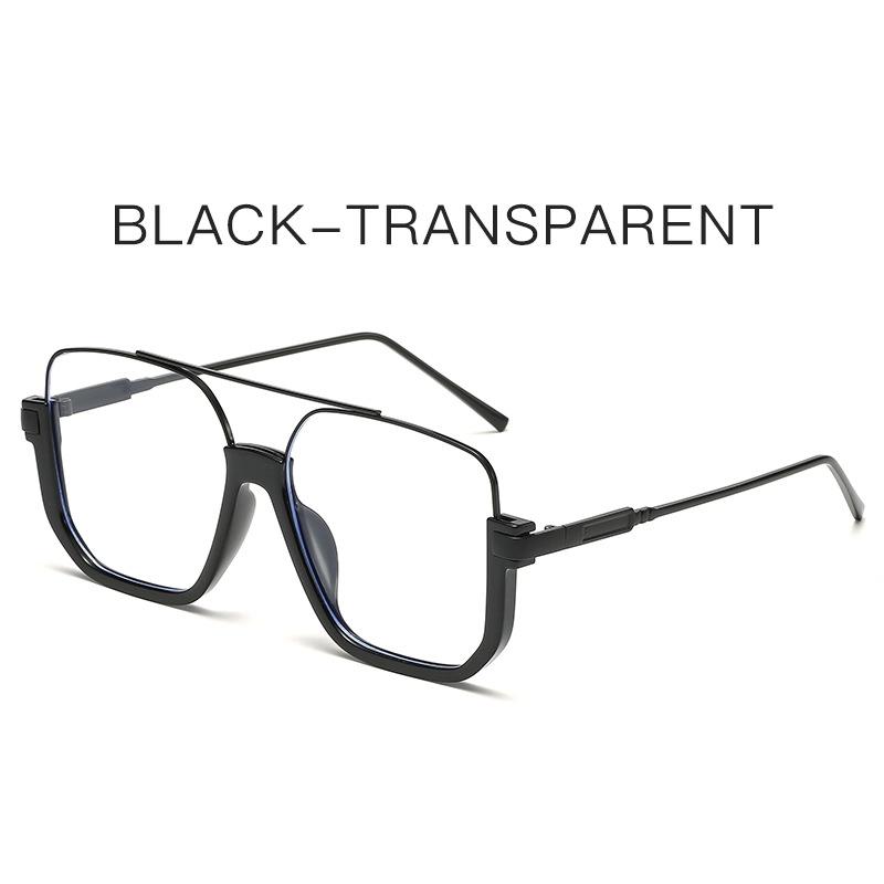 Plain Double Beam Large Frame Anti Blue Glasses Half Frame Square Ladies' New Sunglasses For Street Shooting