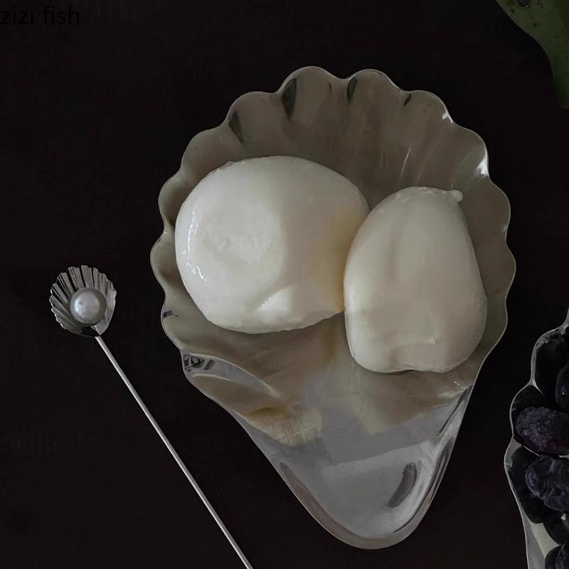 304 Stainless Steel Shell Plate Metal Cheese Plate Dessert Dish Jewelry Storage Plate Decorative Dish Featured Tableware