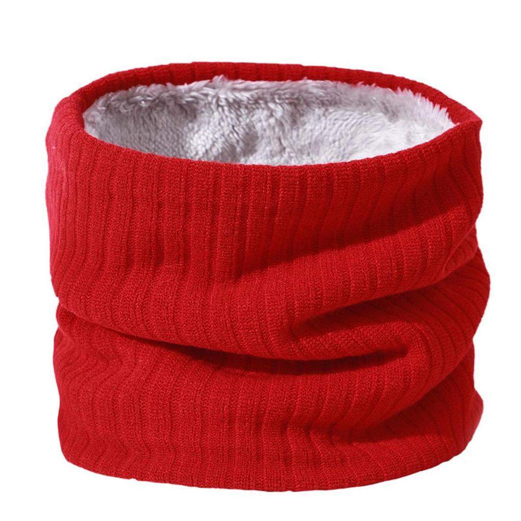 Unisex Double-Layer Fleece Neck Gaiter: Extra Thick, Warm, Solid Color Knitted Scarf for Autumn/Winter