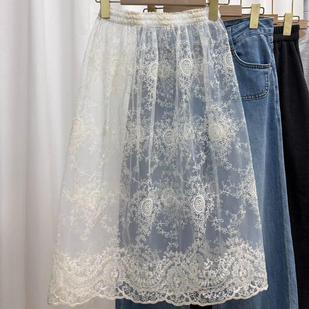 High Waist Safety Skirt Petticoat Long Mesh Underskirt Slips Dress  Decoration