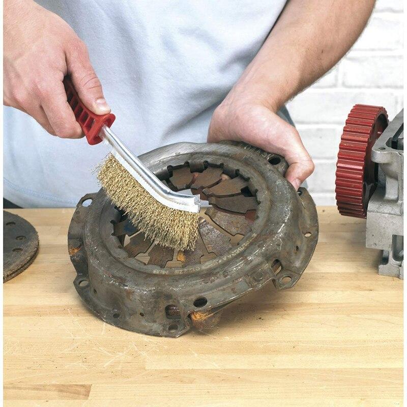 Long Handle Rust Removal Brush Cleaning Brush Grill Scrubber for BBQ Oven Gutter Metal Surface Cleaning Tool with Wooden Handle