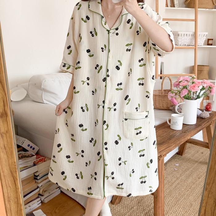 

Летнее платье для беременных и кормящих из хлопковой марли с коротким рукавом Double Extra Large