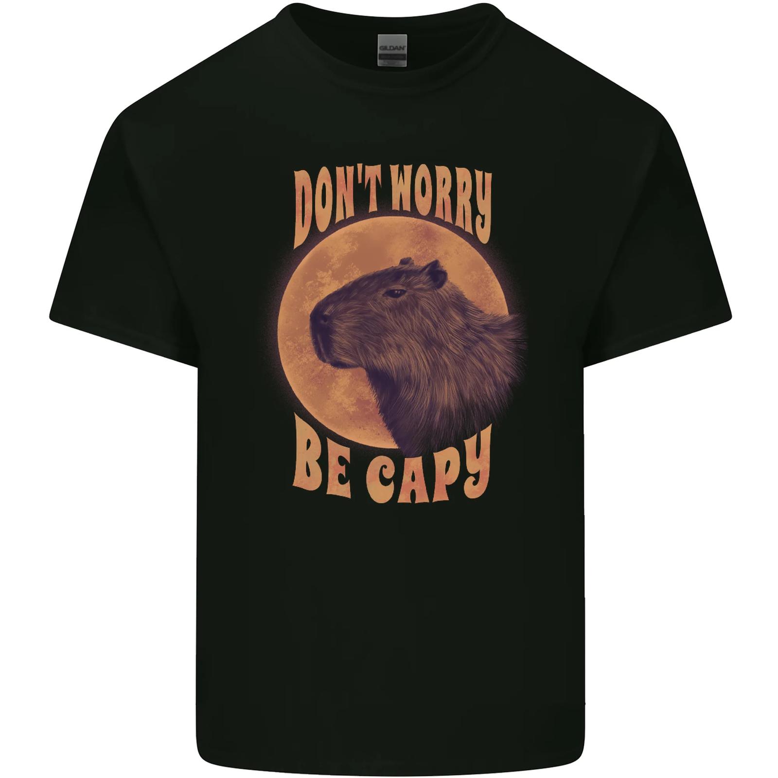 Dont Worry Be Cappy Funny Capybara Mens Cotton T-Shirt Tee Top M