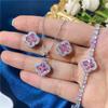 Four Leaf Clover Jewelry Set Women Copper Plated Zircon Necklace Earrings Bracelet Trio Fashion Accessory