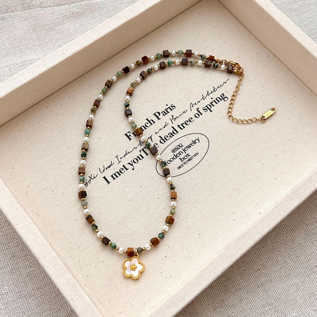 Collier de Perles en Pierre Naturelle pour Femmes - Choker Chaîne Clavicule de Luxe 2025