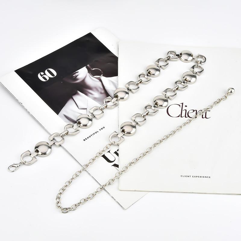 European and American Versatile Metal Circle Waist Chain Decoration Dress Clothing Accessories Chain Simple High-end Women's Belt