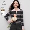 Women's Double Zipper Lapel Knit Cardigan with Flared Sleeves