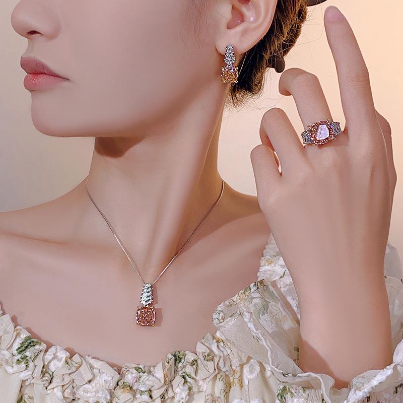 Schmuck Eisblumen-Schliff Kupfer eingelegt Papalacha Leichter Luxus Schmuckset Weiblich 12 * 12 * 10 * 10