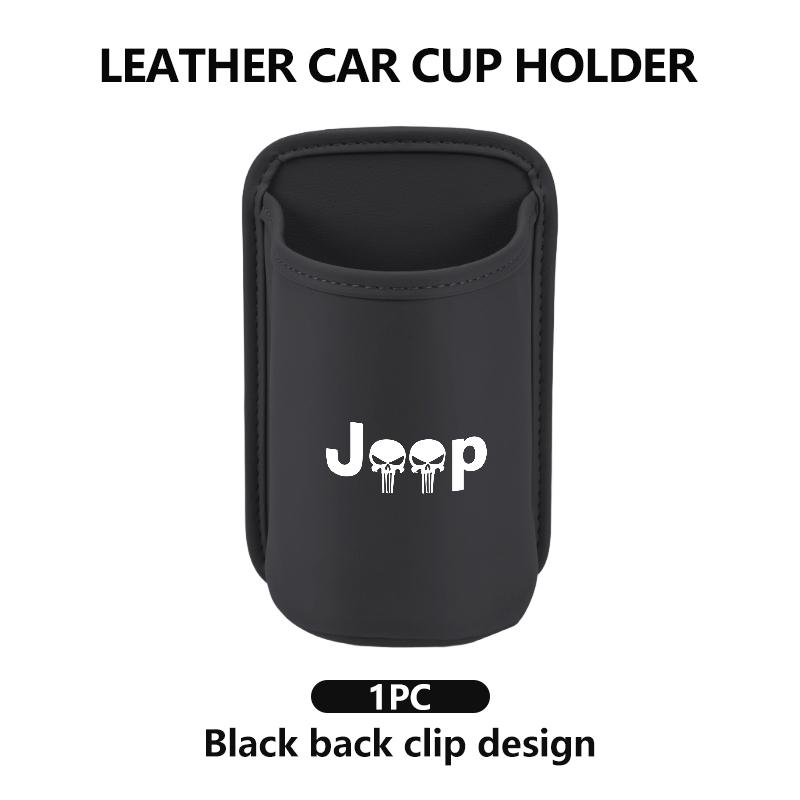 Leather Car Door Cup Holder Organizer Storage Bin Drink Rack Auto Cup Holder For Jeep Wrangler-JK Liberty JL Cherokee Patriot