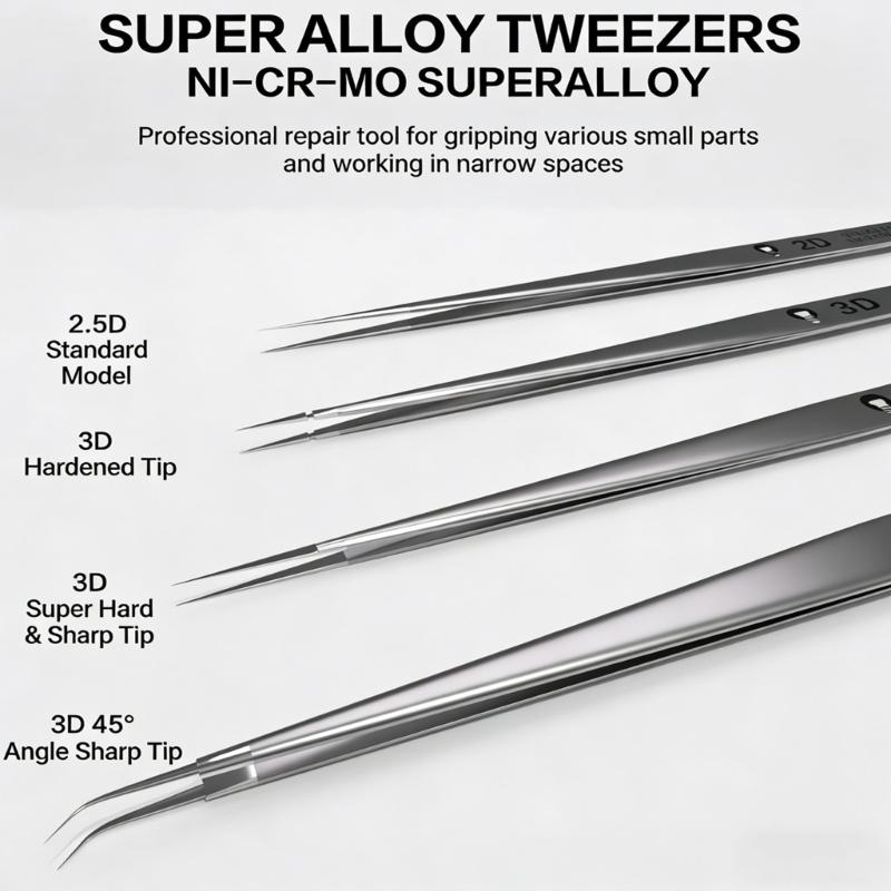 No Magnetic Nonrust Steel 3D Tweezers Component Tweezers Produced for High Accuracy Work on Sensitive Devices
