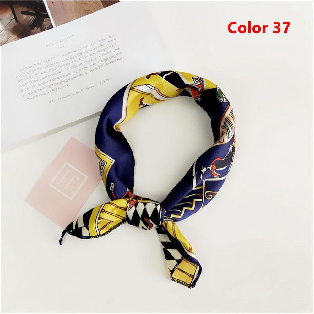 Gifts Women Small Vintage Square Scarf Silk Feel Satin Head Neck Hair Tie Band