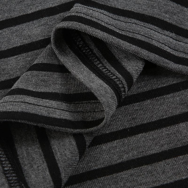 Gestreiftes One-Shoulder-Langarm-Oberteil für Damen, lässiges Wind-Nischen-T-Shirt mit Hunderten von leichten Überzügen und dünnem Fleisch