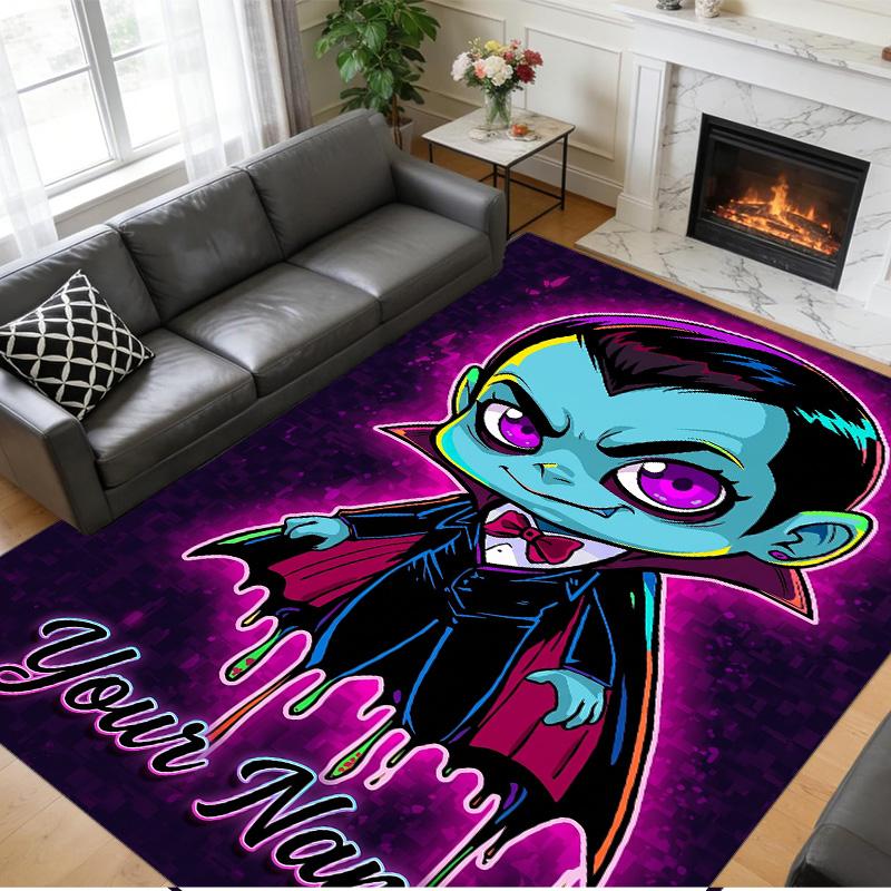 Crystal Velvet Rug Custom Name Text, Soft Non Slip Floor Mat Home DecorDracula