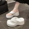 Fashion Thick-soled Heightening Cool Slippers Women's Summer Wear Muffin Bottom Flip-flops Pinch Feet Non-slip Beach Shoes