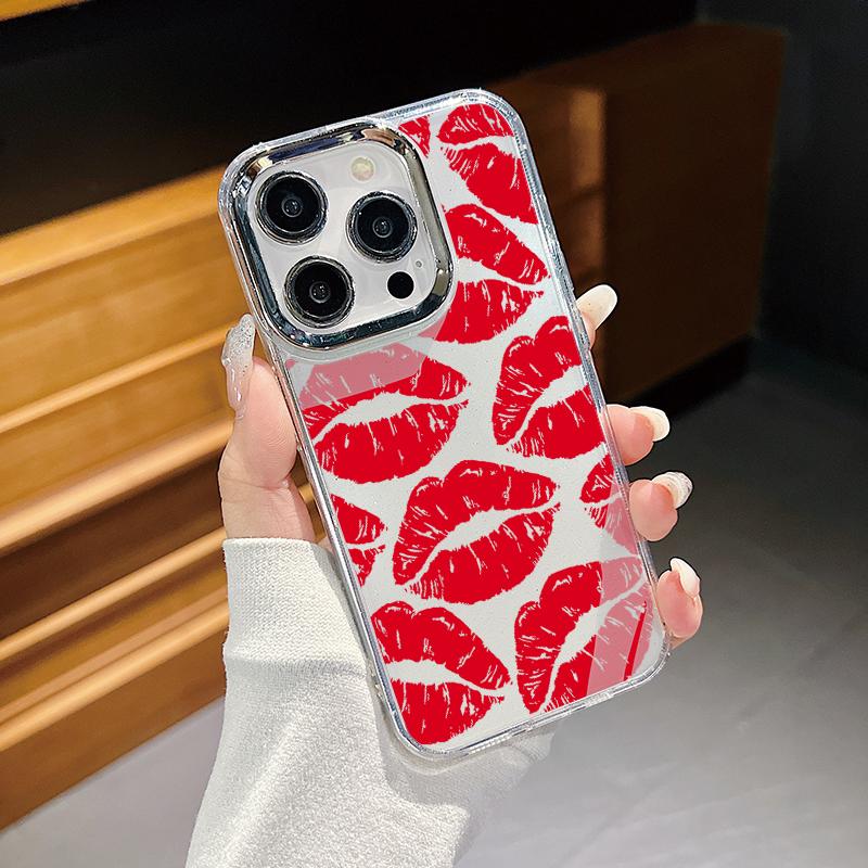 Модный прозрачный чехол с рисунком губ для iPhone 16 15 Pro Max 14 Plus 13 12 Pro 11 Kiss