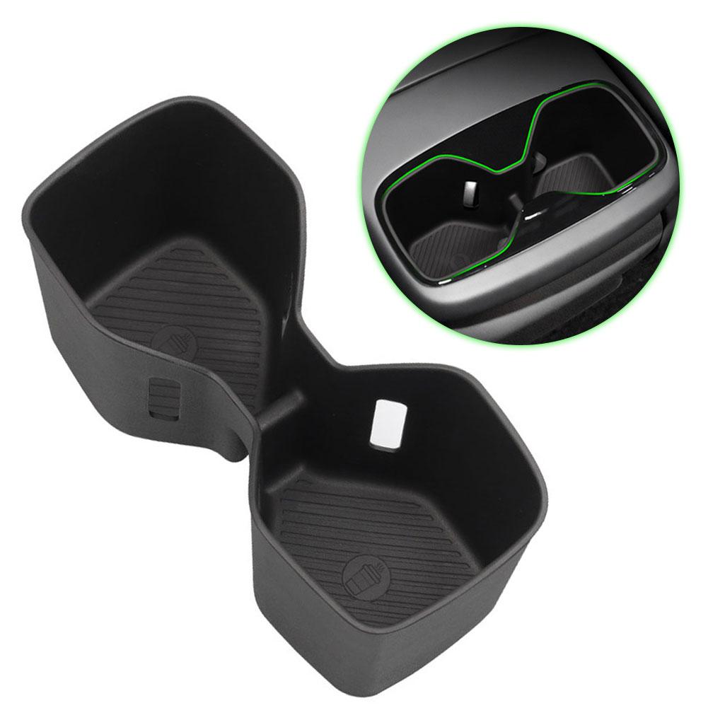 For Kia EV9 2025 2025 TPE Armrest Rear Water Cup Holder Storage Box Tray Organizer Car Interior Accessories Black