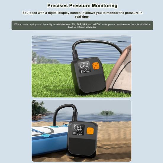 25PSI Air Pump 8000mAh Battery Rechargeable Paddle Board Pump Electric Portable Car Inflator with