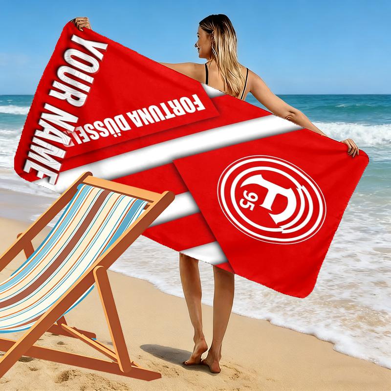 Name Custom Fortuna Düsseldorf Print Beach Towel, Large Soft Quick Dry Towel for Beach Camping Swimming