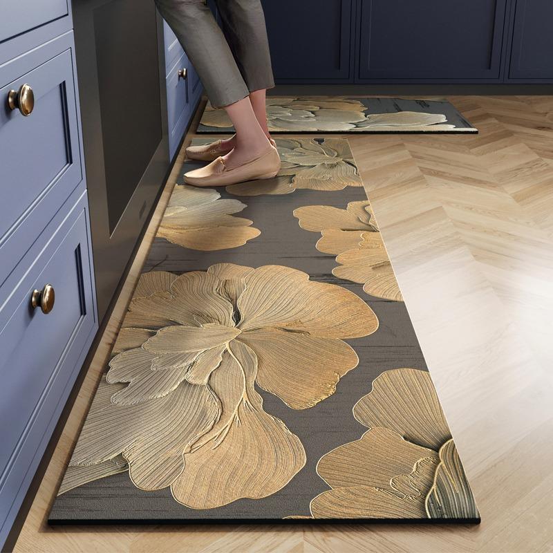 Kitchen Floor Mat Waterproof Non-slip Pvc Carpet Leather Mats Oil-proof Non-slip Area Rug Home Decoration