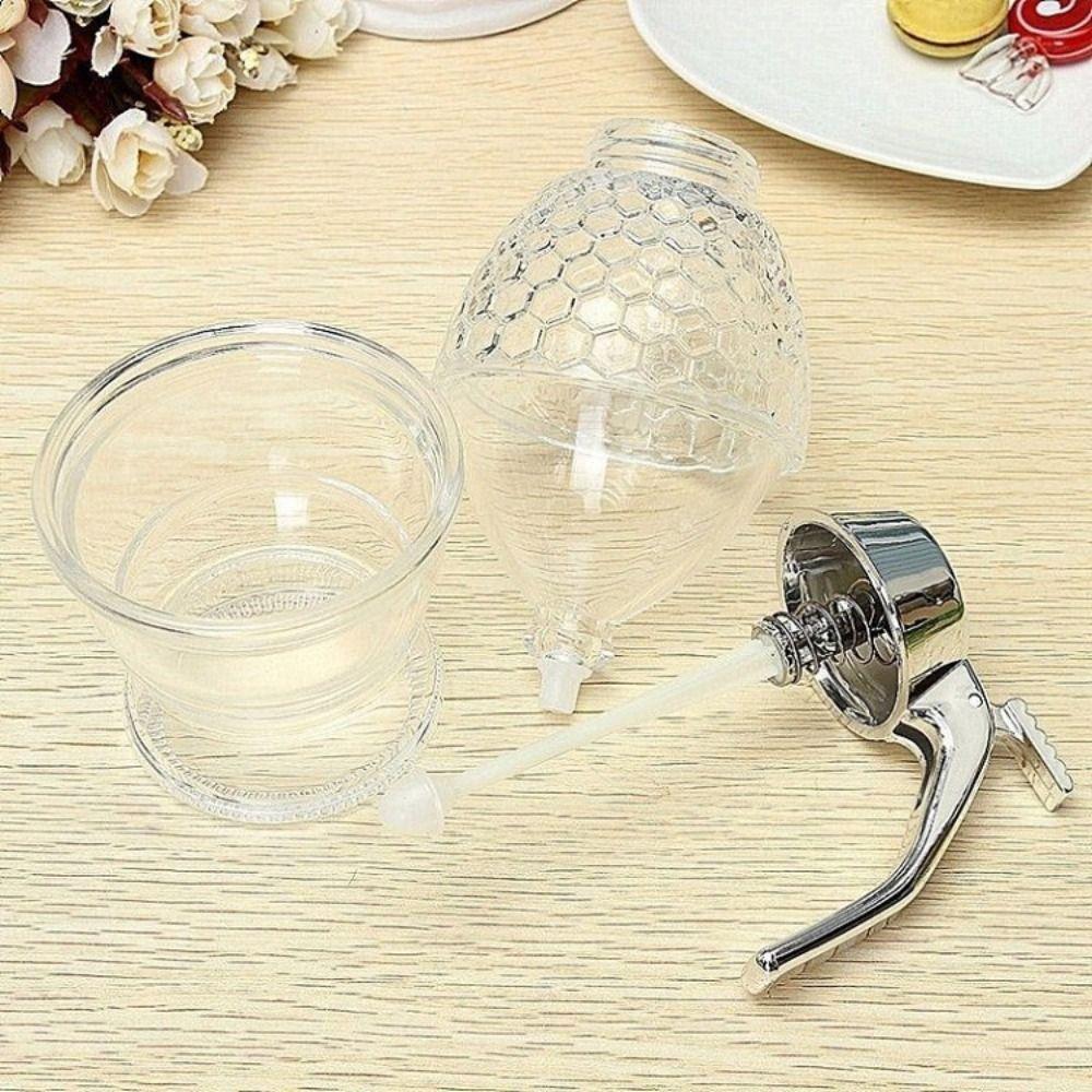 No Drip Honey Pot with Stand Sealed Acrylic Honey Dispenser Clear Honey Storage Tank  Kitchen