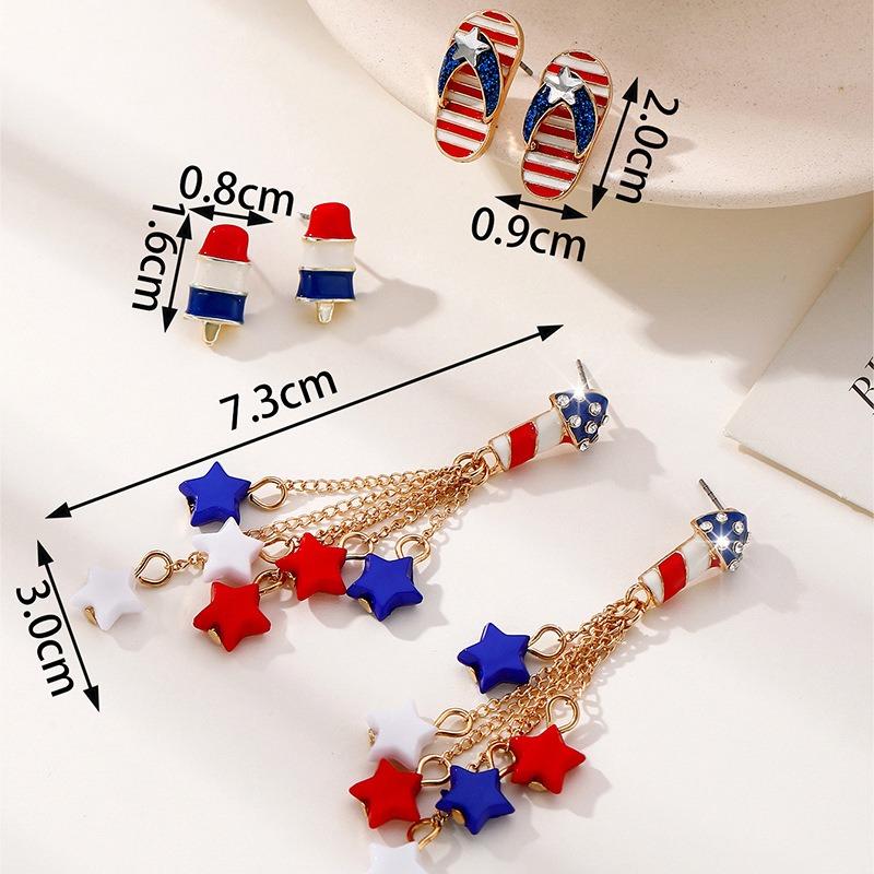 Independence Day Alloy Bracelet, Red, Blue and White Pendant, National Flag Alloy Accessories Pendant Length + M Tail Chain