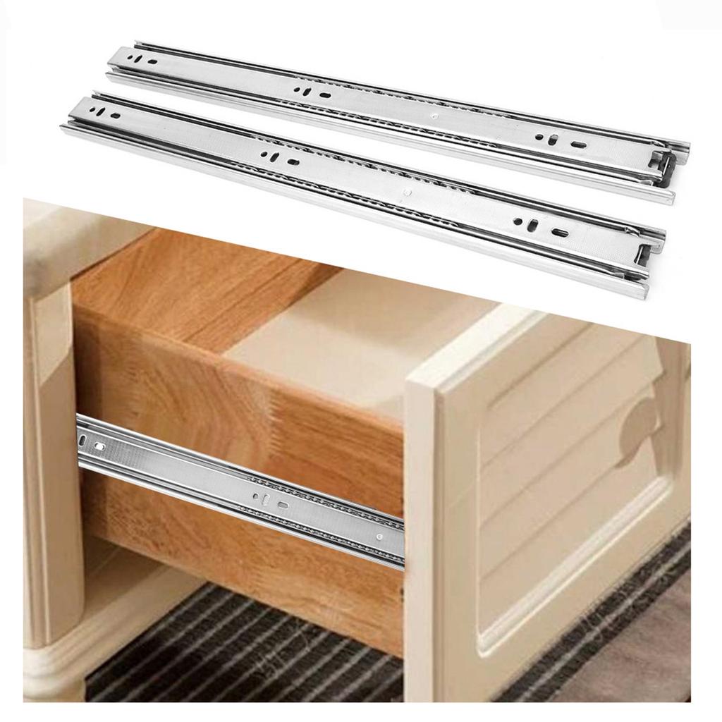 1 Pair 18 Inch   Bearing Cabinet Drawer Slider Runner Steel Slide Rails