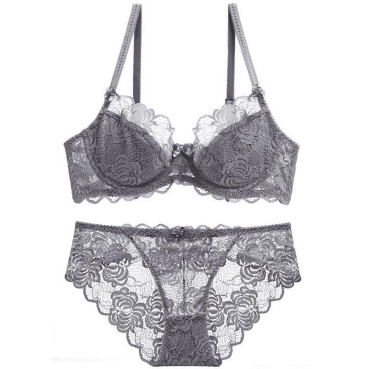 

Sexy lace underwear women s ultra-thin transparent large breasts small large size bra anti-sagging top support bra 70A