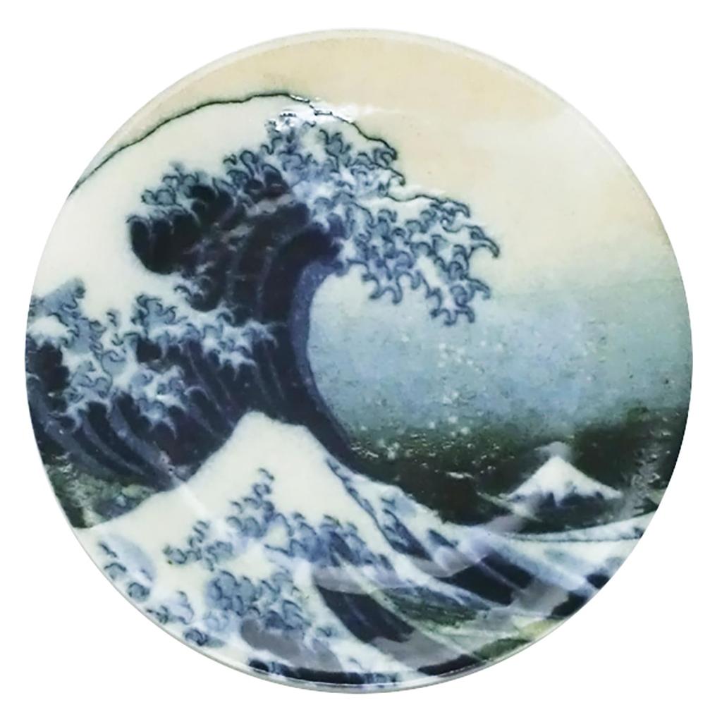 Yamakatsu Mino Pottery Katsushika Hokusai Views of Mount Pair Small Plates and Chopsticks in Wooden Gift Box Tableware Set Plate Diameter 12 x 2cm
