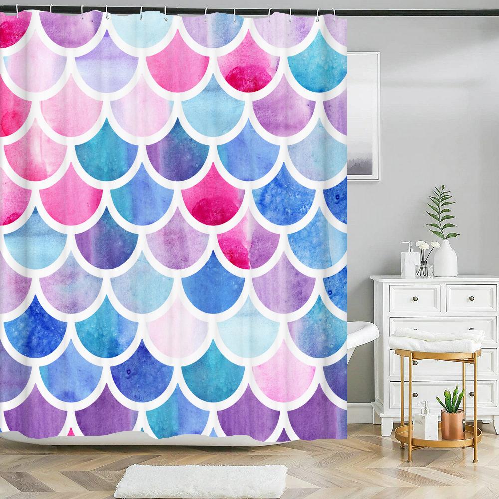 Colorful Stripes Geometric Pattern Shower Curtain Waterproof Bathroom Curta With Hooks Modern Abstract Curtain Bath Accessory (as the picture,W90xH180cm)
