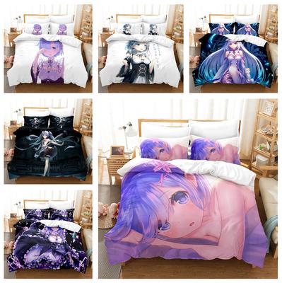 3D Cartoon Meisje Beddengoed Anime Meisje Dons Dekbedovertrek en Kussensloop 2/3 stuks Enkel Dubbel Bed Huis Textiel Cadeau