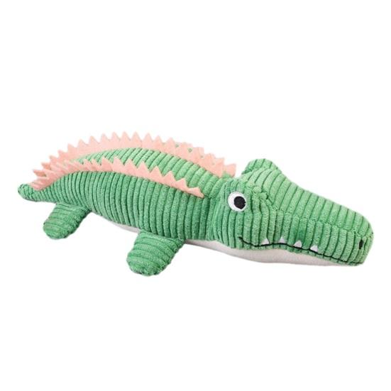 Puppy Teething Toys Corduroy Crocodile Dog Toy, Squeaky Plush Chew Soft Fabric Stuffed Animal for Small to Medium Dogs Biting, Interactive Play