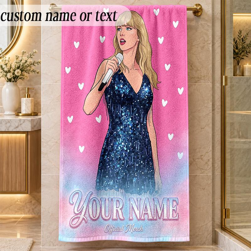 Beach TowelTaylor Swift Custom Name Text Personalized Soft Towel for Beach Pool Indoor Home Decor Gift