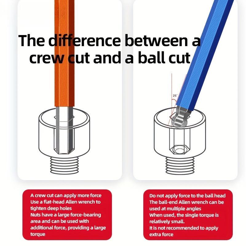 9pcs Industrial Ball End Hex Key Set, Heavy Duty Color Coded Allen Wrenches, for Automotive & Machinery, Torque Wrench