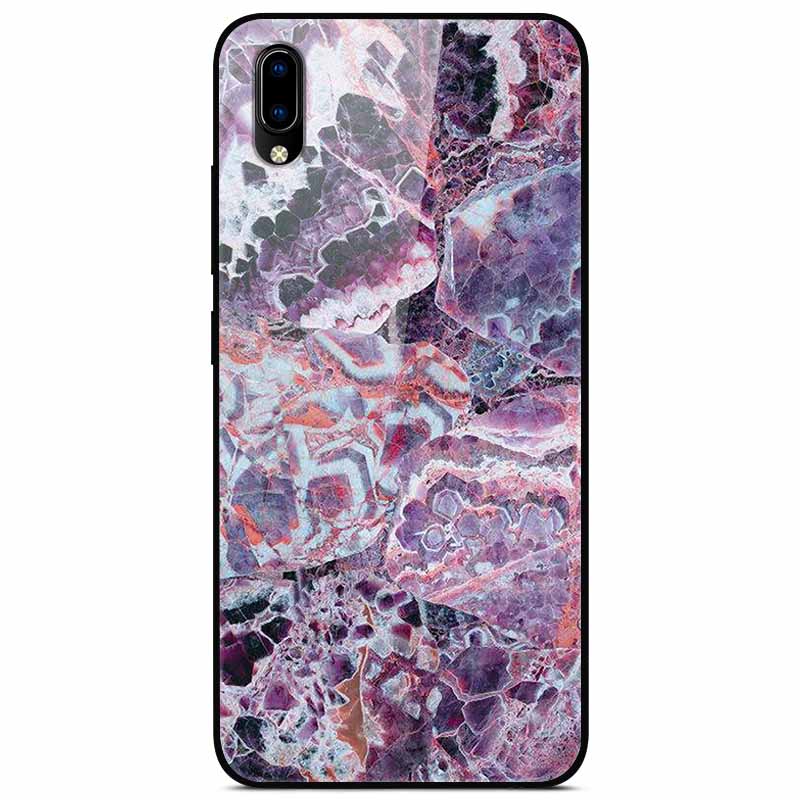 

Case Tempered Glass Hard Clear Phone Case For Vivo Y91C Protector Shockproof Marble Fundas Coque Vivo Y91C