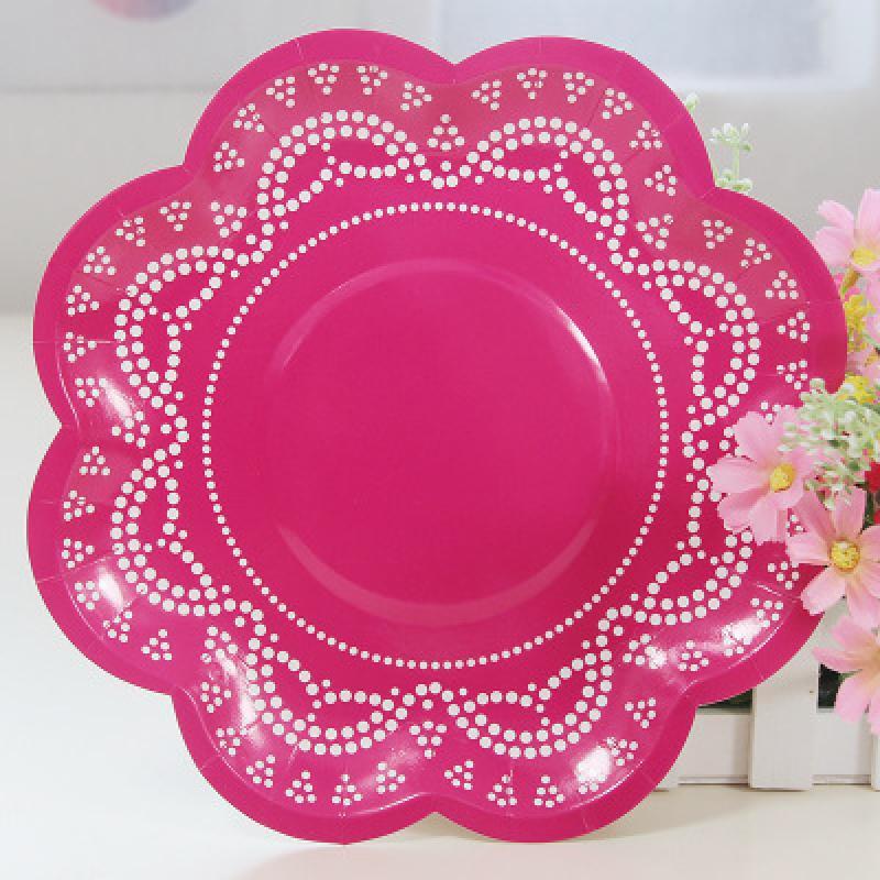OIMG Disposable Lace Party Paper Plates