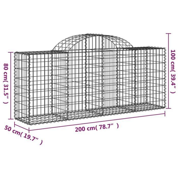 VidaXL Curved Gabion Baskets 10 Pcs 200x50x80/100 Cm Galvanized Iron, Gabion, Gabion Cage, Gabion Wall Basket, Wall 3146307