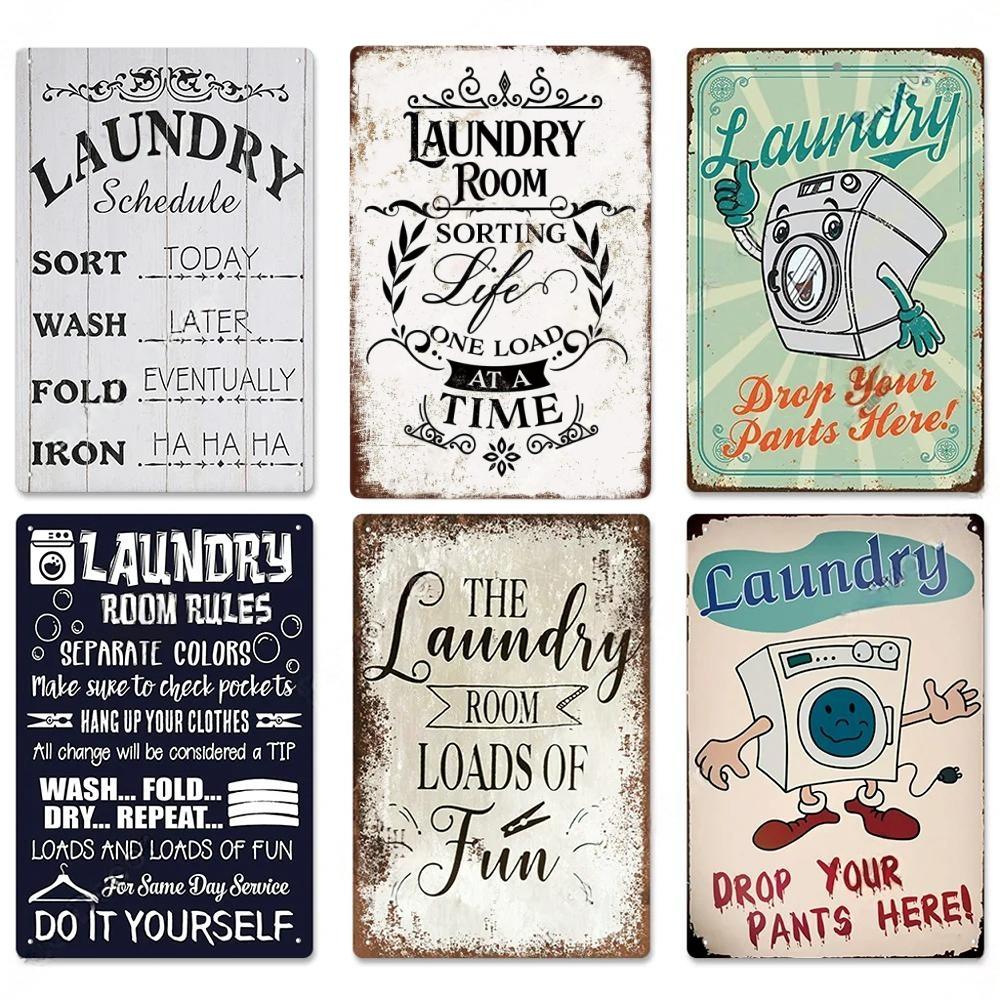 Laundry Vintage Metal Posters Tin Signs Decor Funny Metal Plaque Pin Up Girl Home Wall Art Painting