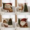 Christmas Pillow Cover Christmas Linen Pillowcase Autumn Decoration Snowman Pillow Covers For Chair Sofa Bedroom Living Room