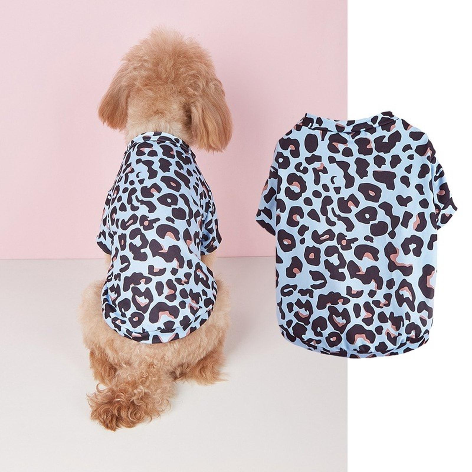 

Блузка с леопардовым принтом для собак на все сезоны для маленьких и средних собак M синий