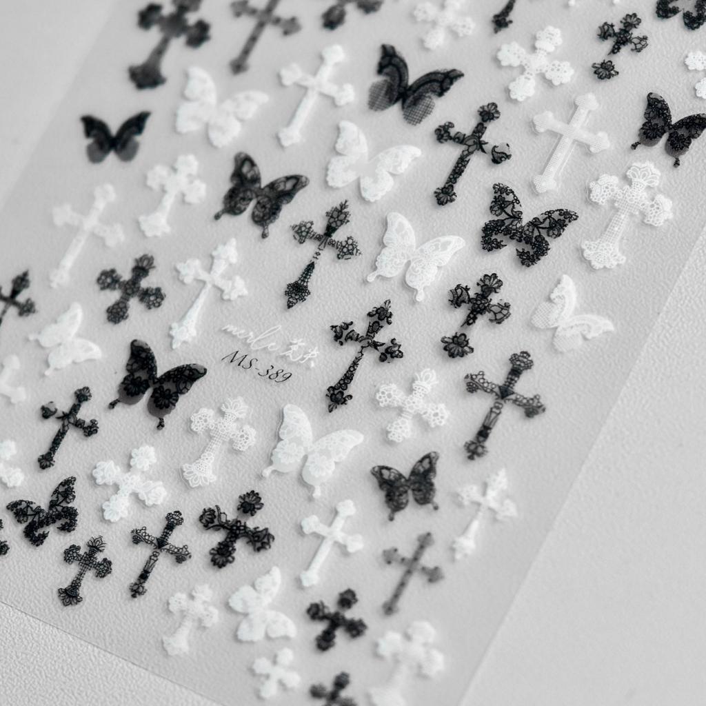 Jelly Nail Stickers Shiny Charming Butterfly Self Adhesive Nail Art Stickers Ribbon Butterfly Nails 3D Decorations Stickers DIY