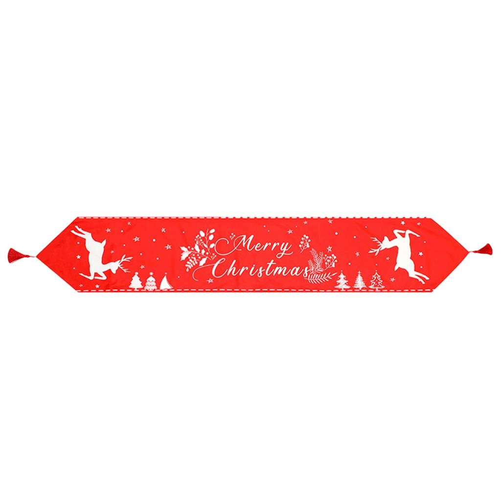 Super Soft Digital Printed Tassel Table Runner Christmas Style Festive Atmosphere Christmas Printed Table Runner