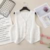 Real shot V-neck sleeveless hollowed-out knitted vest for women, spring new design crochet top trendy