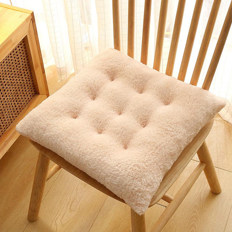 Warm Mats Chair Cushions Luxury Short Plush Dining Chair Cover Soft Mats Anti-Slip with Ribbon
