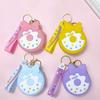 Cute Sweet Bow Donut Keychain Silicone Wallet Coin Purse Kawaii Kids Coin Bag Portable Data Cable Earphone Organizer Key Pouch