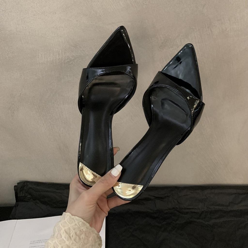 stiletto open-toed slippers women's summer wear 2025 new Korean version fashion sandals fairy style pointed high heels