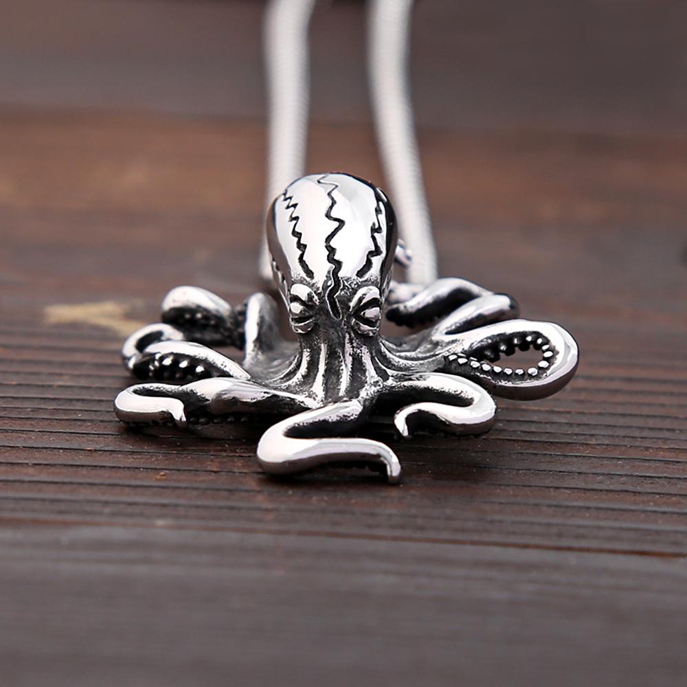 Punk High Quality Octopus Pendant Necklaces Stainless Steel Biker Hip Hop Animal Necklace For Men Creative Jewelry Gifts