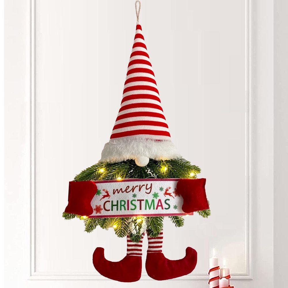 Branches Xmas Tree Ornament Christmas Swedish Gnomes Dangling Santa Claus Long Legs With Lights