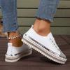 Plus Size Casual Shoe Women's New Flat Round Toe Lace-up Color-blocking Fashion Single Shoe Women for Fall 2025